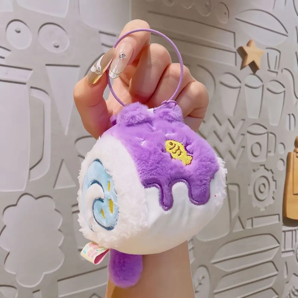 Animal Swiss Roll Pendant Cake Appearance Stuffed Plush Swiss Roll Keychain Fluffy 10cm Cartoon Plush Keychain Festive Decor