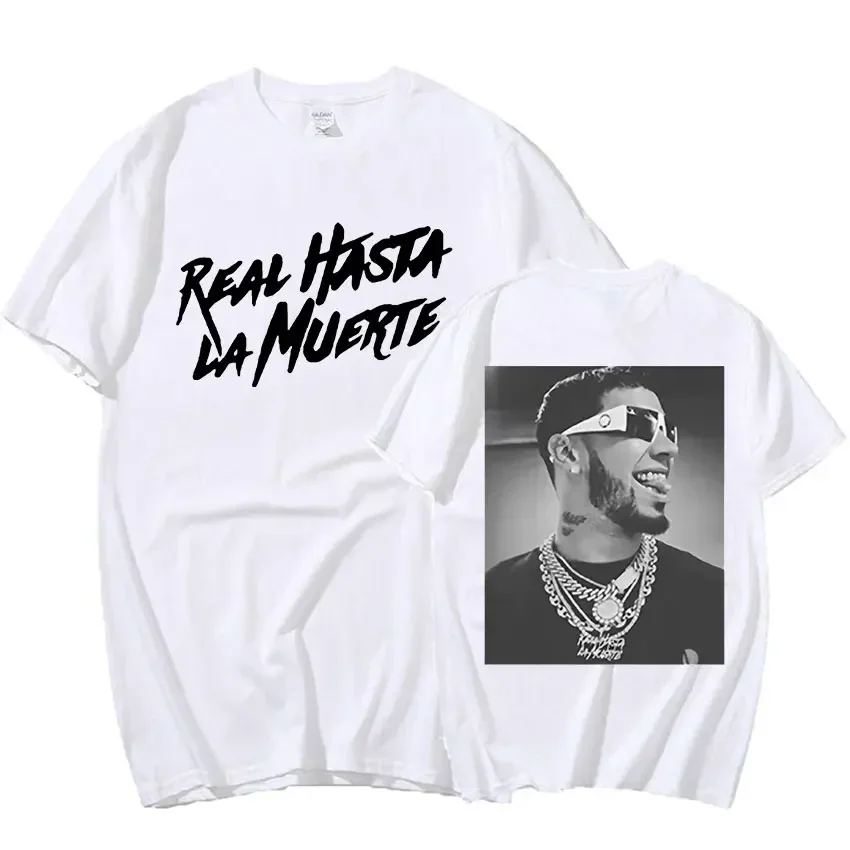 Anuel AA Real Hasta La Muerte Doppelseitig bedrucktes großes Hip-Hop-Retro-Rap-T-Shirt für Herren und Damen_voghion.com