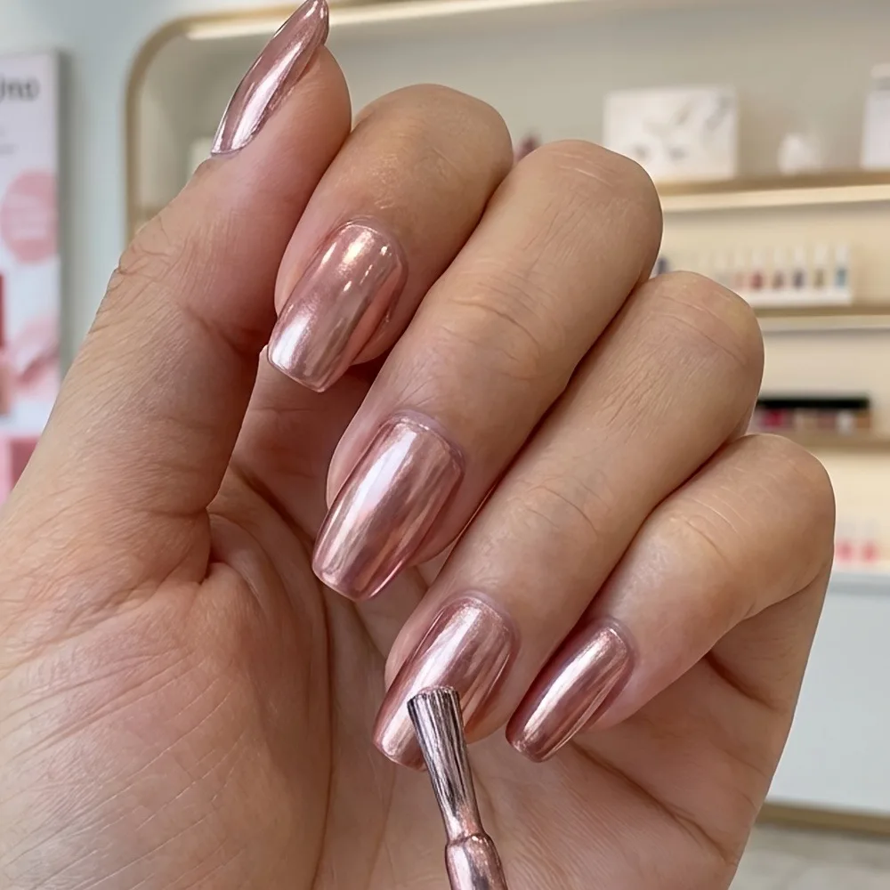 Rose Gold Metallic Mirror Polish: Quick-Dry, Glossy Finish for Everyday Elegance and Special Occasions