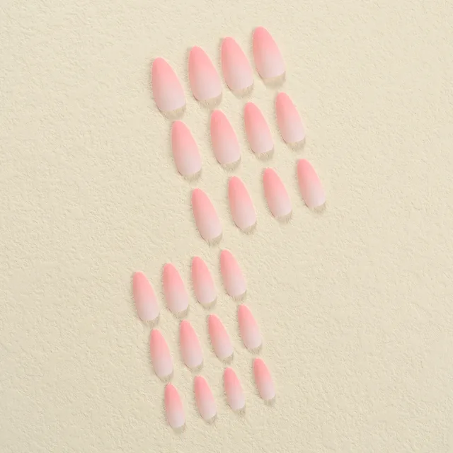 24pcs Sweet Gradient Pink False Nails Matte Pink Press on nails Full Cover Wearable Ins Simple Almond Fake nails Manicure Sets 4