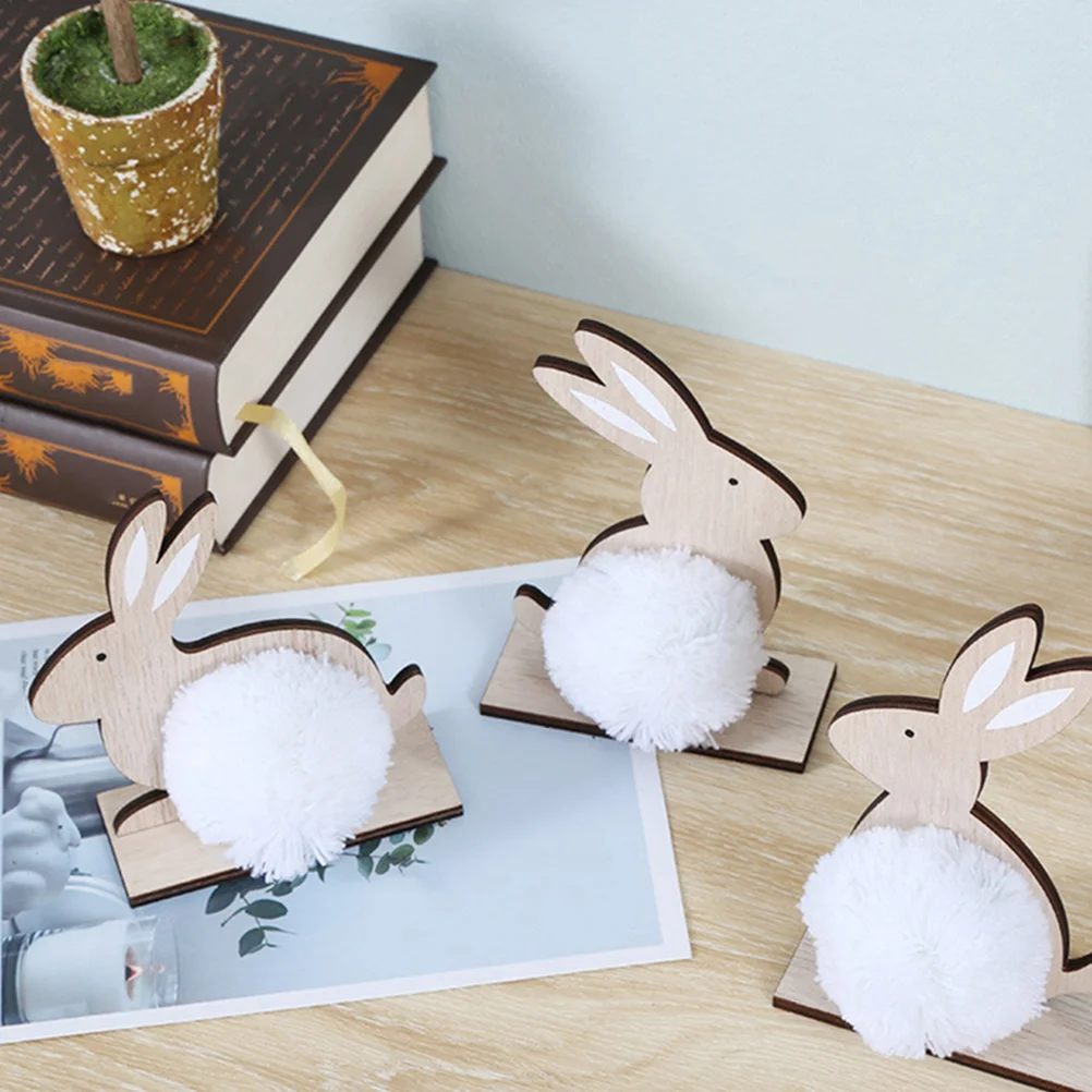 

3pcs Easter Bunny Decoration Wooden Rabbits Sign Ornaments Bunny Adornments