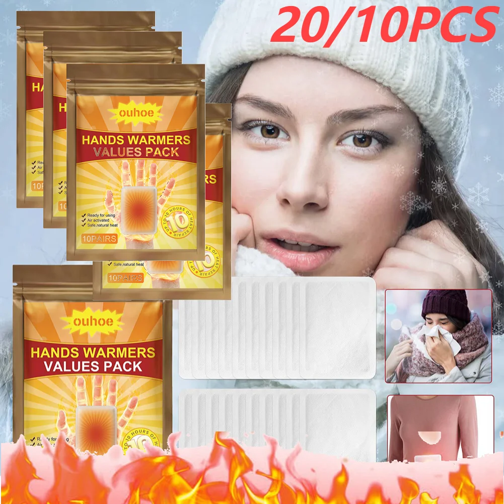 10/20 Disposable Hand Warmer Winter Warm Paste Stick Heat Patches Long Lasting Foot Warmer Self-heating Hand Body