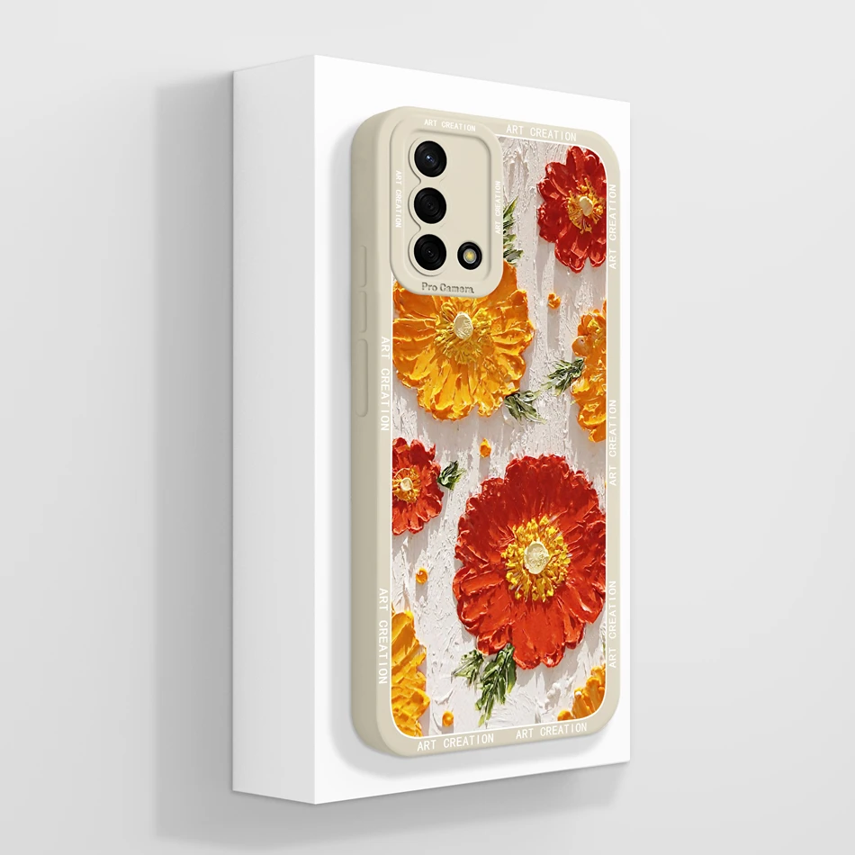 Stylish Soft Liquid Silicone Phone Case with Camera Protector and Artistic Design