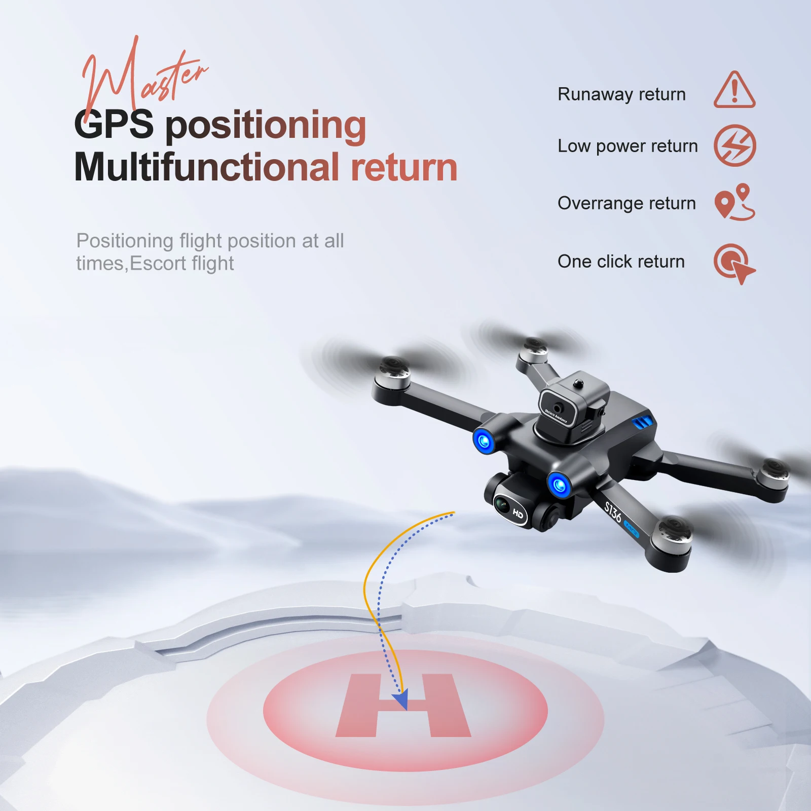 New S136 8K Dual Camera Drone Laser Obstacle Avoidance RC Airplane Optical Flow FPV GPS Folding Helicopter Dual Camera Quadcopte