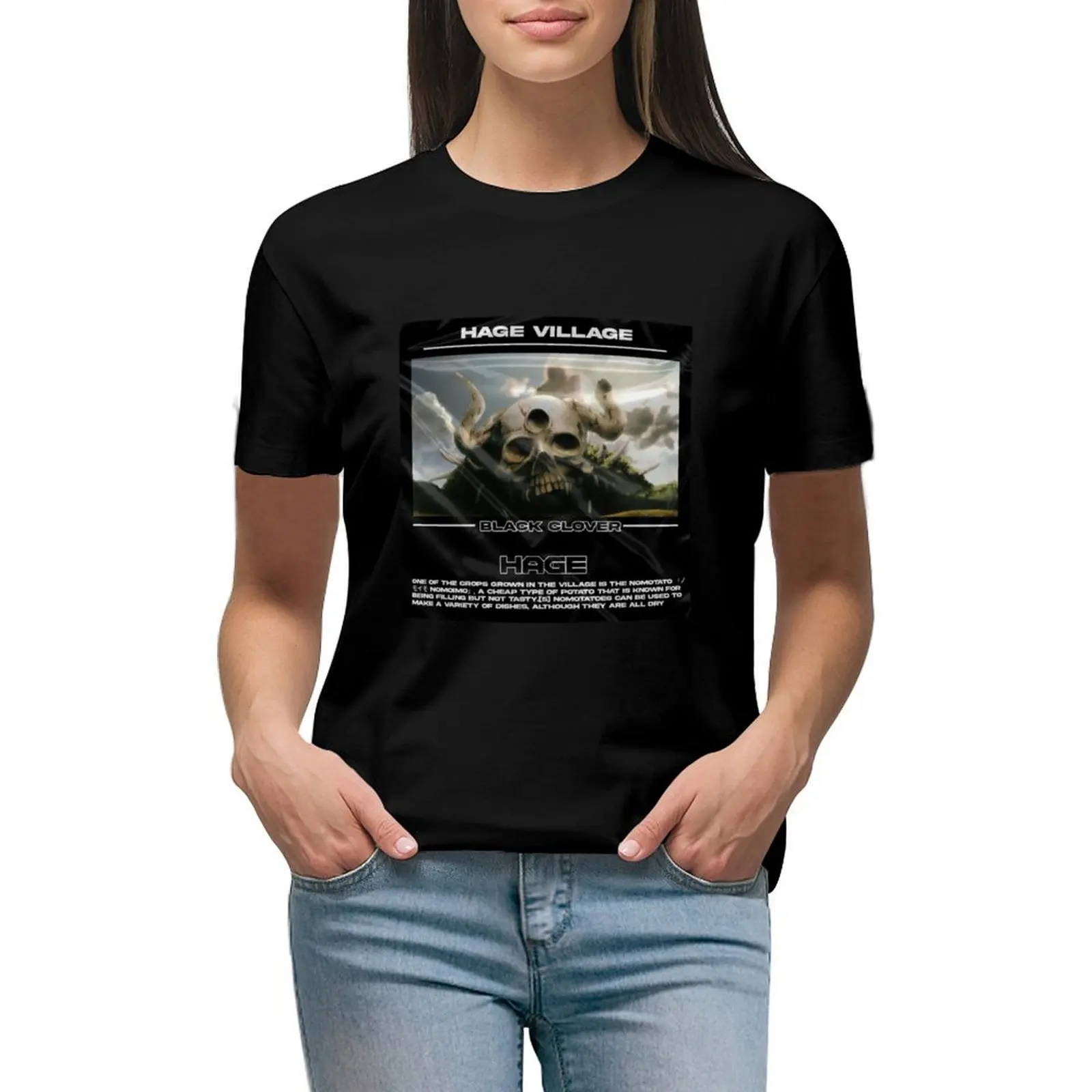 

Hage village T-shirt cute tops summer clothes tees Womens clothing