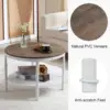 VINGLI 25.6" Dark Walnut White Round Farmhouse Coffee Table, 2-Tier Storage Wood Center Circle Accent Table for Living Room, Bed 3