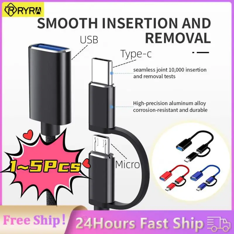 

1-5Pcs OTG Type C/Micro USB To USB Adapter Cable USB A To Type-C Micro-USB Connector For Xiaomi Tablet Data Transfer Converter