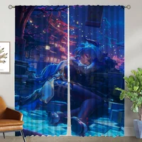 Tulle for Bedroom Genshin Impact Kitchen Curtains 2 Pieces Window Curtain Halloween Decoration Elegant Room Curtains Partition 1