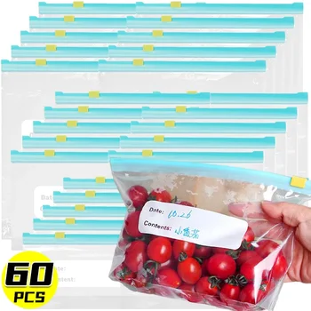 Sacs de conservation des aliments réutilisables, sac Transparent scellé à fermeture éclair pour réfrigérateur de cuisine, sac frais à fermeture éclair, conteneurs de scellage en plastique pour Camping 1