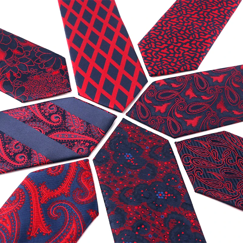 

Tailor Smith Mens Business Tie Woven Red Polyester Ties 7.5cm Retro Patterned Cravat Necktie For Wedding Gift