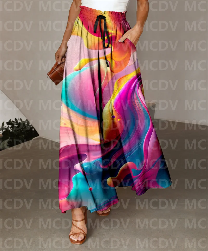 

Women's Wide Leg Pants Quicksand 3D Printed Women's Casual Pants 13 Color