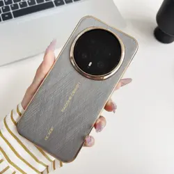 Premium Vegan Leather Silicone Phone Case with Electroplated Border and Non - Slip Bumper for HONOR Magic8 Lite (GRAY)