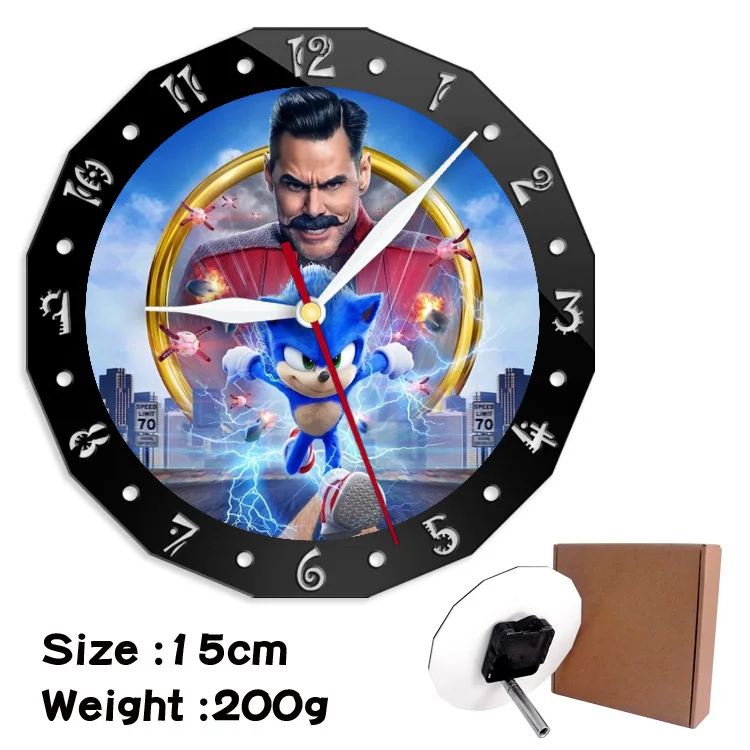 Nuovo Arrivo Sonic Wall Clock The Hedgehog Anime Clock Toys Action Figure Decorazione Da Parete Orologi Bambini Bambini Regali Di Compleanno