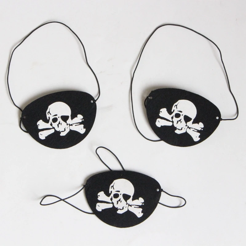 448B 12Pcs Felt Pirate One Eye Patches For Halloween Costume Cosplay Props Captain Theme Party Decoration Kids Birthday Gift