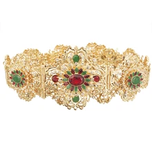 

Moroccan Women's Waist Jewelry Arab Wedding Gold Colored Crystal Women's Belt Jewelry Russian Waist Chain Adjustable Length