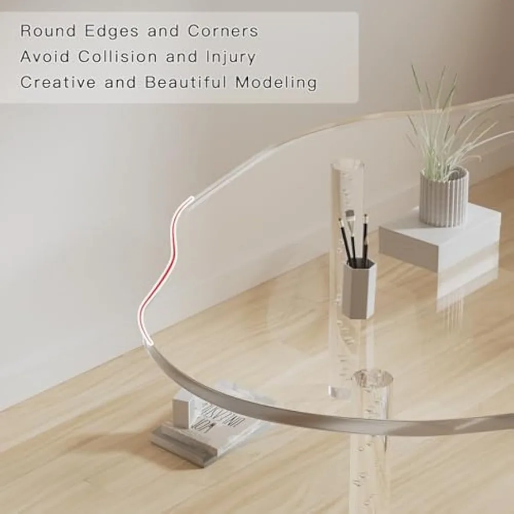 Acrylic Cloud Shaped Coffee Table, Modern Irregular Waterfall Transparent Coffee Table Furniture, with 3 Solid Bubble Legs 6