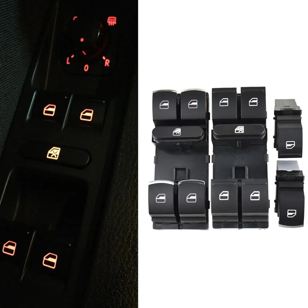 Kit Interruttori Alzacristalli E Fari Per Volkswagen MK5 MK6 B6 | Set 6 Pezzi Con Interruttore Principale, Singoli, Specchietto E Fari (5ND 959 857) - 4