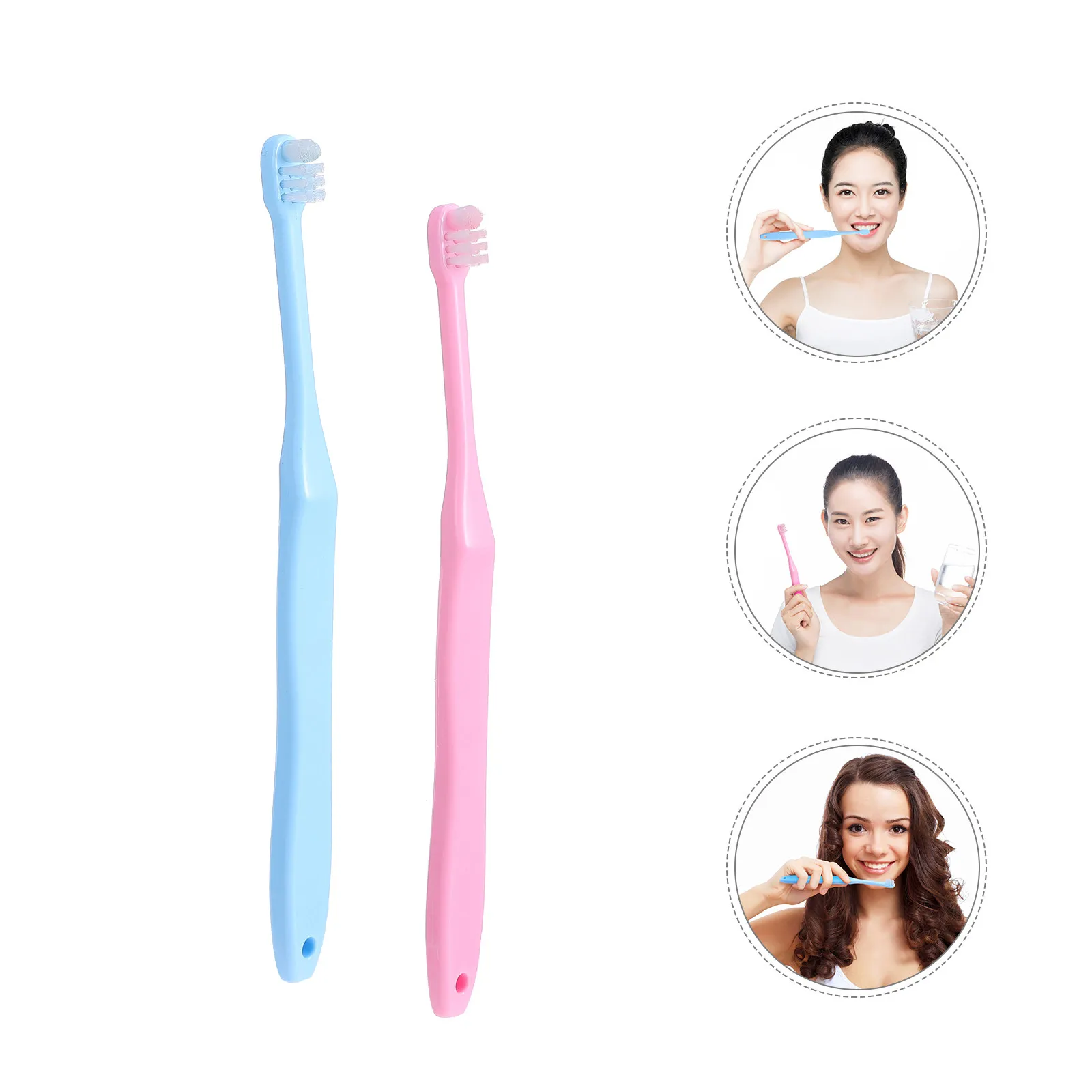 2Pcs Interspace Tuft 칫솔 일상 사용을 위한 견고한 그립 핸들이 있는 소형 치간 브러쉬 여행 친화적인 안전한 청소