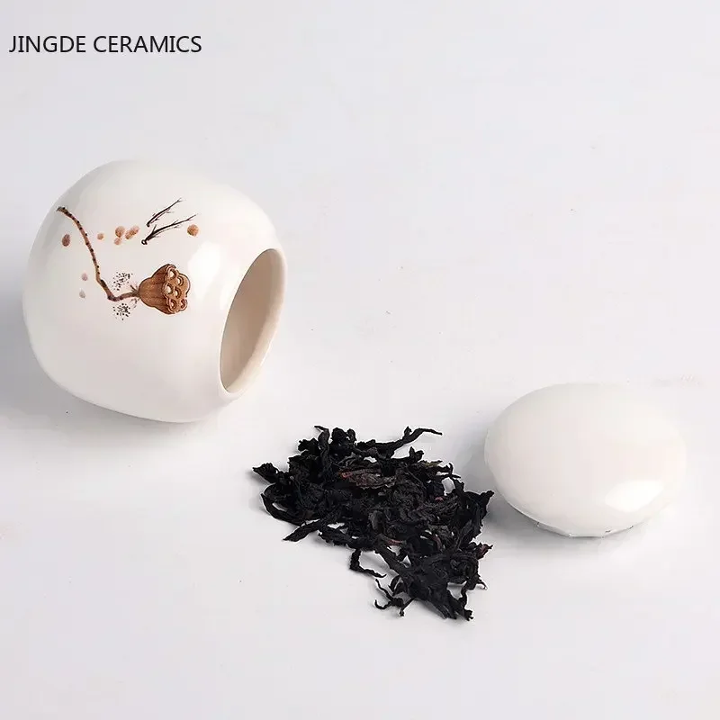 Mini Ceramics Tea Caddy Tieguanyin Tea Storage Tank Travel Portable Sealed Jar Coffee Container Household Storage Tanks tea tin box tea canister ceramic storage jar airtight container