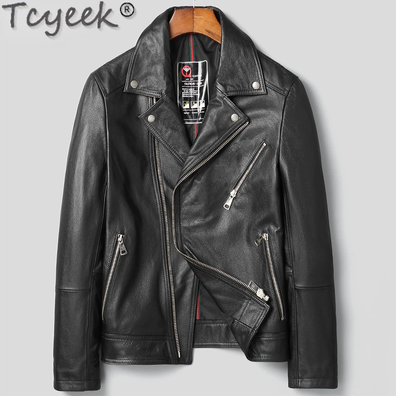 

Tcyeek Motocycle Male Leather Jacket Spring Fall Clothes 100% Genuine Leather Man Jackets Fashion Thin Top Layer Cowhide Coats