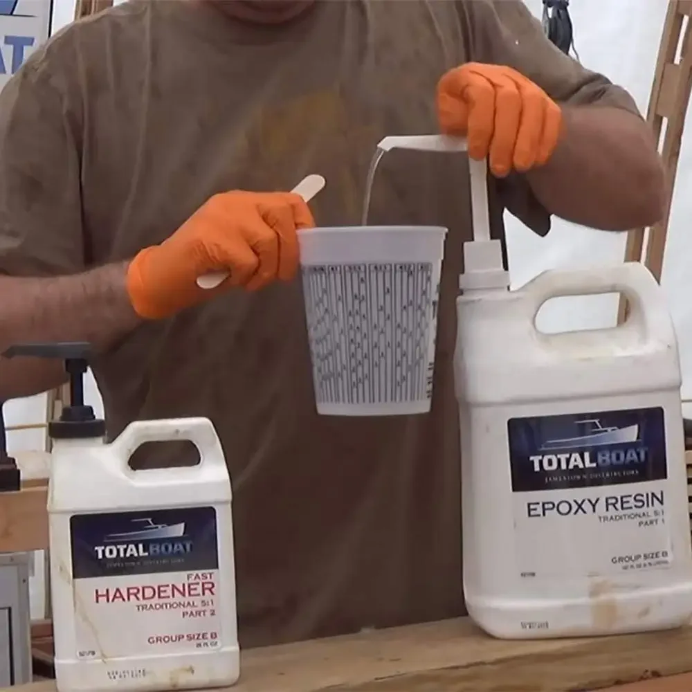 Description Picture 2 of itemTotalBoat 5:1 Epoxy Resin Kit (Quart, Slow Hardener), Marine Grade Epoxy for Fiberglass and Wood Boat Building and Repair