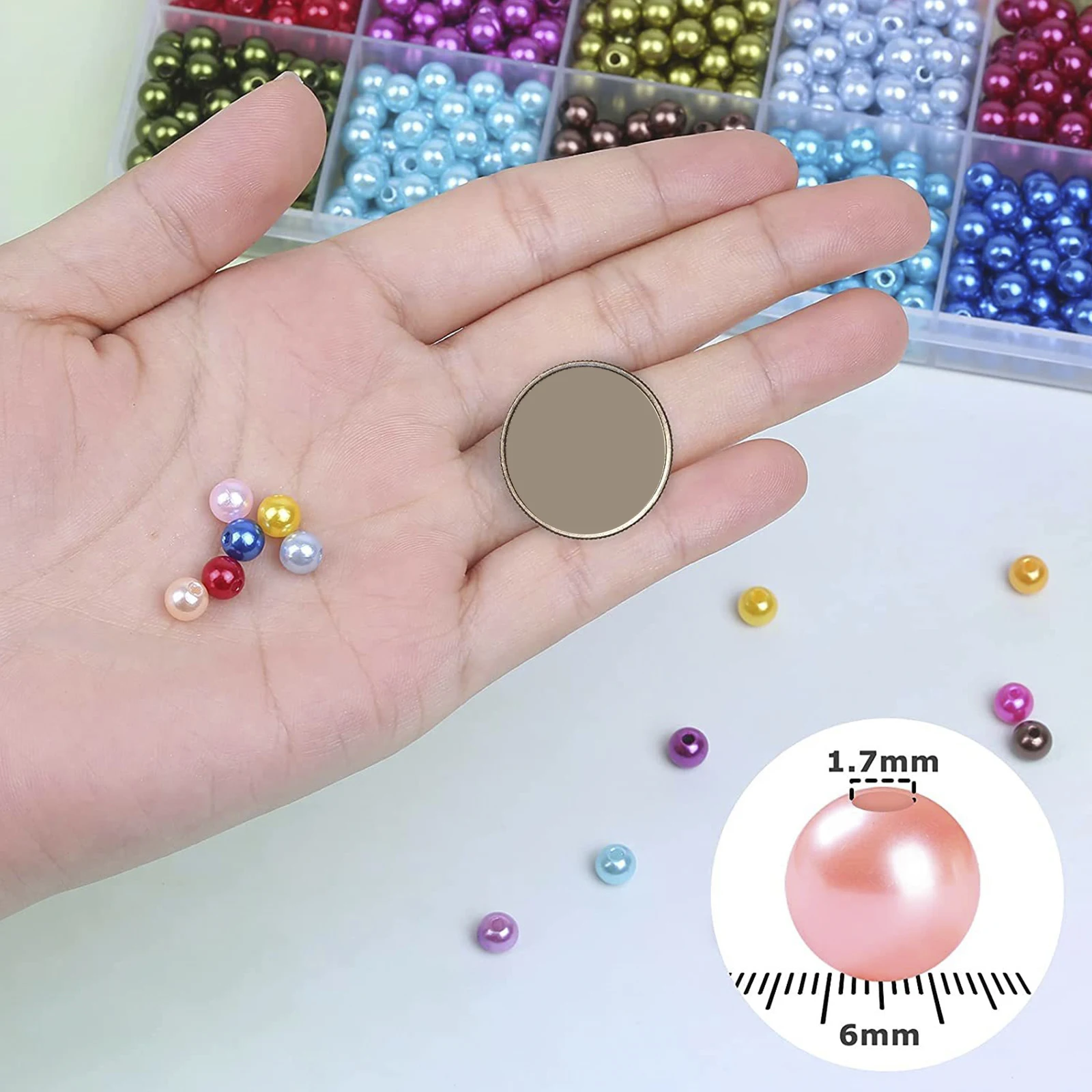 1245-teiliges Glasperlen Set – 6 Mm, 28 Farben, Mit Metallzubehör, Für Armbänder DIY, Aufbewahrungsbox
