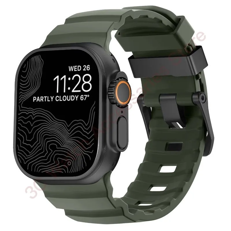Silicone & Titanium Metal Hybrid Bracelet Strap