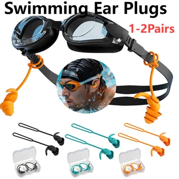 1-2Pair Swim Ear Plugs Silicone Waterproof Anti-noise Pool Accessories Swimming Earplugs Water Sports Swim Swimming Ear Plugs 2