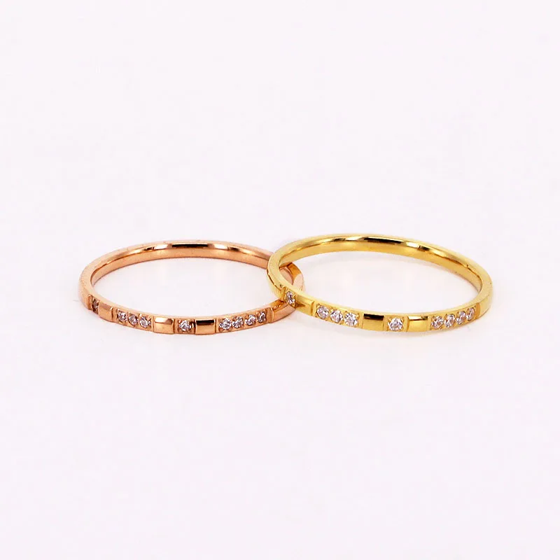 316 L Stainless Steel Pave Micro Zircon Ring finger rings zircon rings crystal rings stainless steel rings metal rings Woman Golden Colour