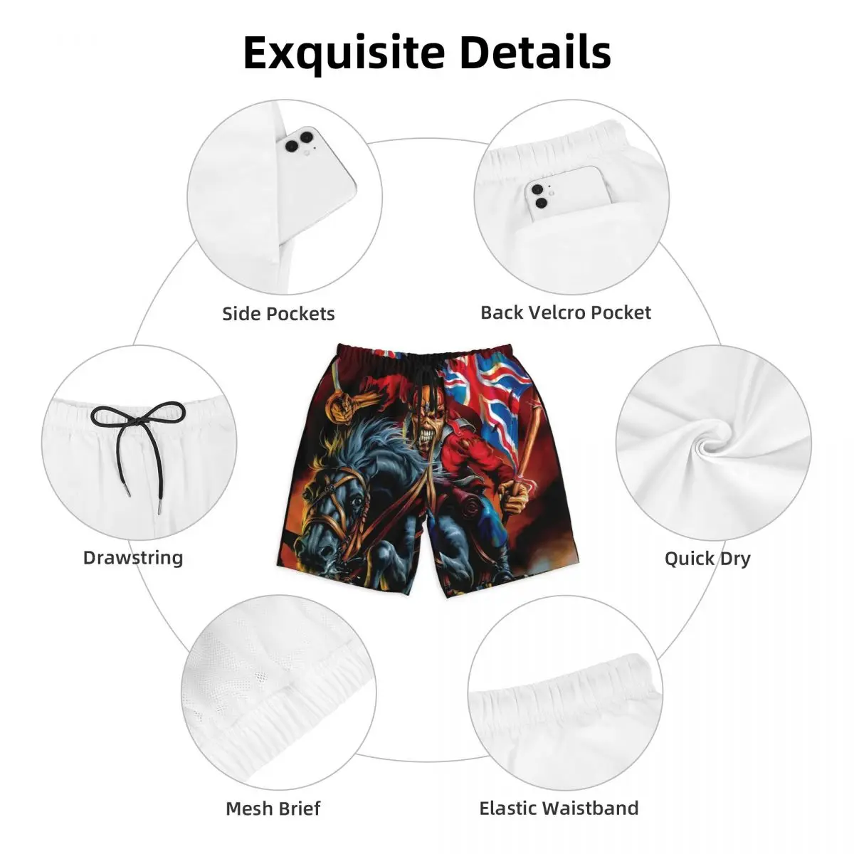 Swimwear Classic Gothic Skull 3D Gym Shorts Summer Hip-Hop Y2K Fun Board Short Pants Male Sports Fitness Breathable Beach Trunks 5