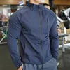 High Quality Nylon Sport Coat Mens Gym Fitness Hoodies Outdoor Workout Tops Hooded Training Running Zipped Jacket Clothes