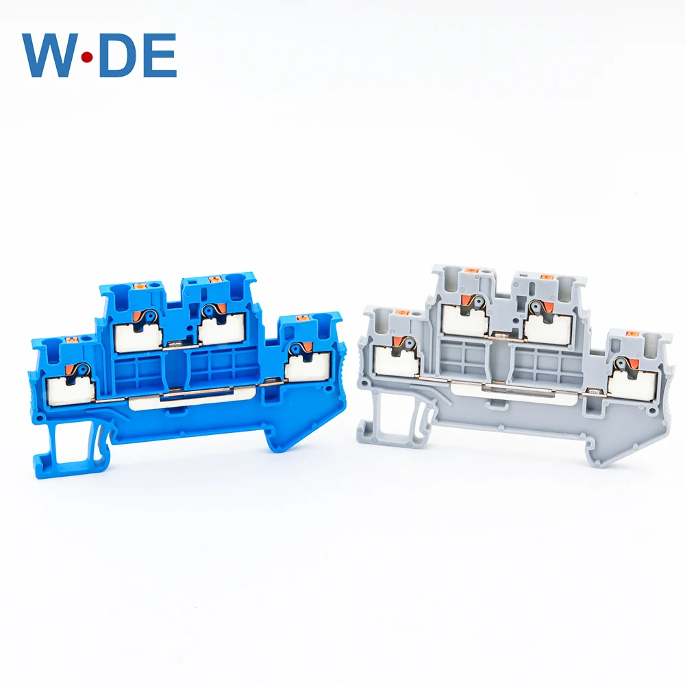 10pcs Din Rail Terminal Block PTTB-1.5 Electrical Connector 1.5mm Double Layer Spring Wiring Connection Wire Conductor PTTB1.5