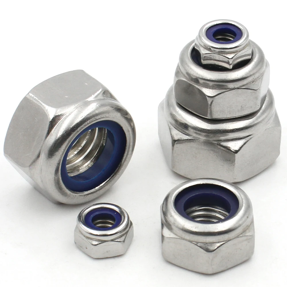 Stainless Steel Nut Lock Nut M2 M2.5 M3 M4 M5 M6 M8 M10 M12 M14 M16 M18 M20 M22 DIN985 304 Stainless Steel Nylon Insert Hex Lock Nut