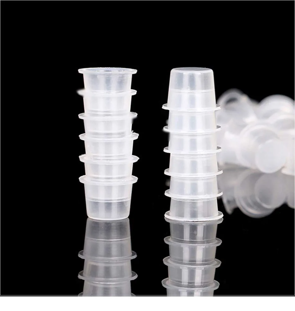 Disposable Tattoo Ink Cups 100pcs S/M/L Disposable Tattoo Ink Cups Plastic Pigment Clear Holder Container Caps Tattoo Permanent Makeup Microblading Supply