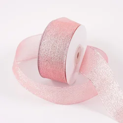 Glitter Organza Ribbon Bow for Decorations and Gift Wrapping, 40mm x 22m (109 champagne)