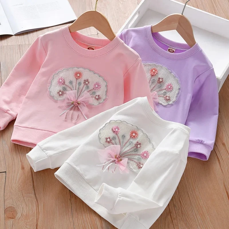 Girls Baby T-shirt Sweater Spring and Autumn New Korean Children's Cotton Top Girls Baby Bottom Top