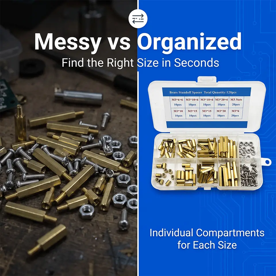 120pcs M3 Male Female Brass Hex Column Standoffs PCB Board Spacer Pillar with M3 Screw Nut for Electronic Components image 5