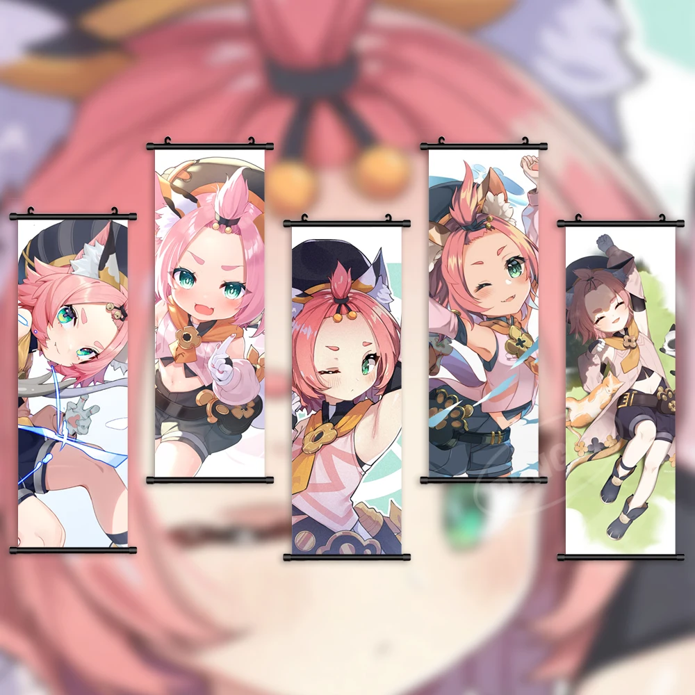 

Canvas Home Decoration Genshin Impact Wall Art Diona Katzlein Painting Hanging Noelle Scrolls Print Modern Game Picture Poster