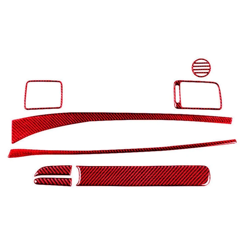 

8Pcs Red Carbon Fiber Passenger Dashboard Cover Trim For Honda Civic 2006-2011 Replacement Parts