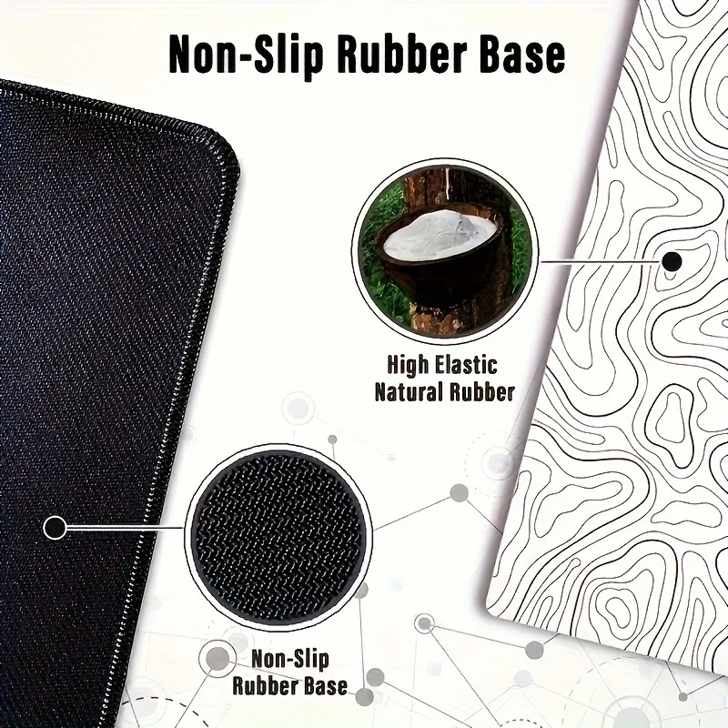 Mouse Pad White Topographic Large Gaming XL Keyboard Desk 80 x 30 cm