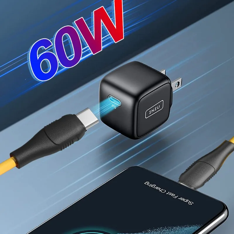 1-2개 60W 고속 충전 듀얼 헤드 타입 C 케이블 범용 USB C to USB C 고속 데이터 전송 충전기 코드 휴대폰