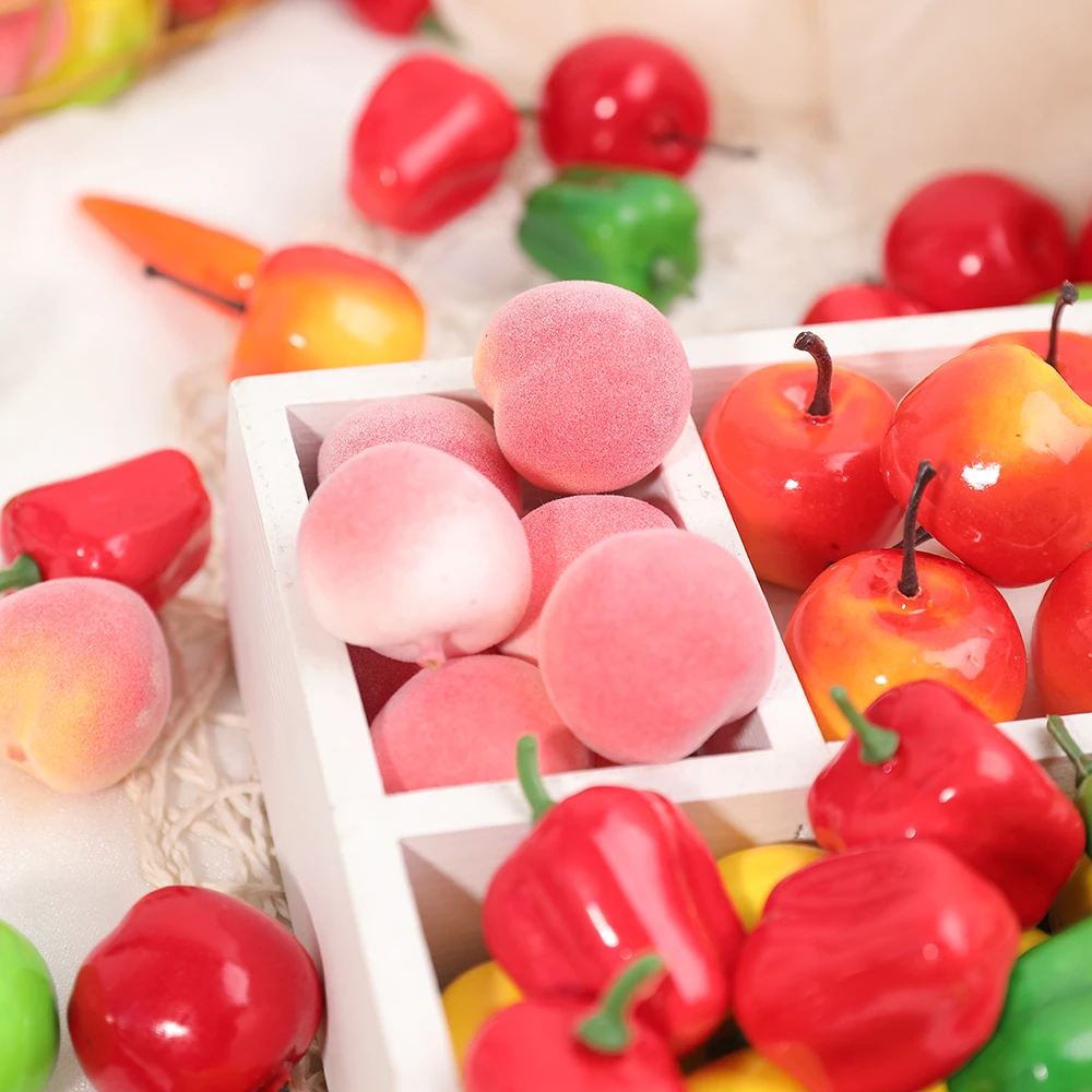 10/20Pcs Foam Artificial Fruit Fruit And Vegetable Simulation for Home Decor Fake Food Apple Lemon Peach Photography Props artificial fruits and vegetables