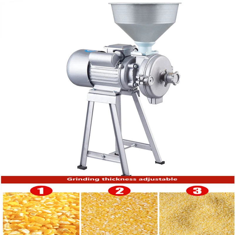 Electric Grain Mill Grinder Commercial Grinding Machine for Dry Grain Soybean Corn Spice Herb Coffee Bean Crusher Pulverizer