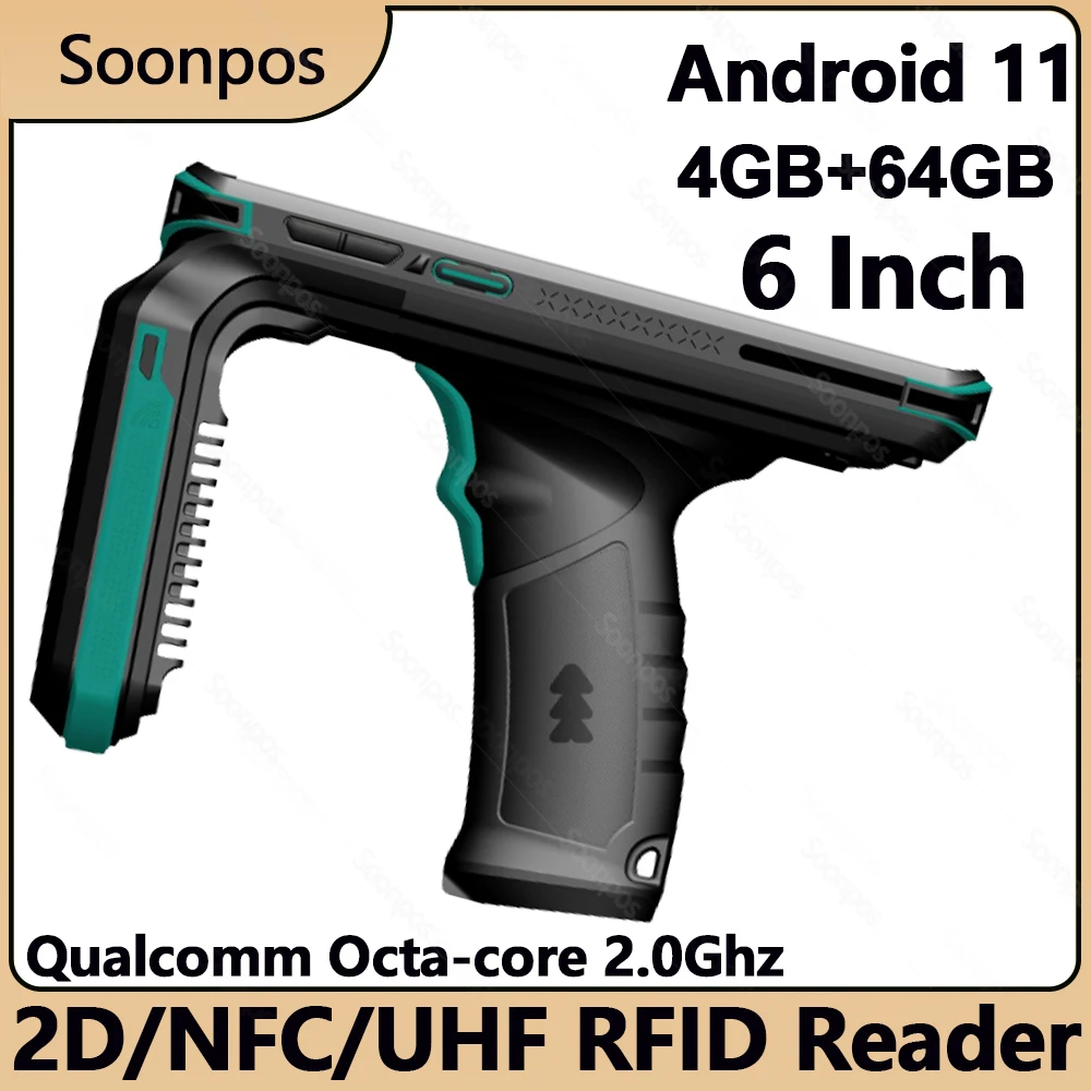 Портативный КПК Soonpos Android 11,0 4/64 Гб 6 дюймов прочный 1D 2D DPM сканер штрих-кода