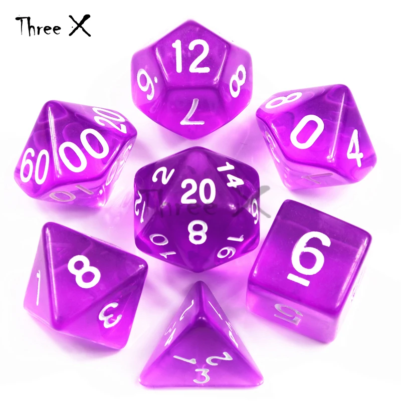 Jelly Effect 7pc DNDGame D4,d6,d8,d10,d12,d20 Pink Color Portable Dice, Rpg DNDGame Board Game As Gift images - 6