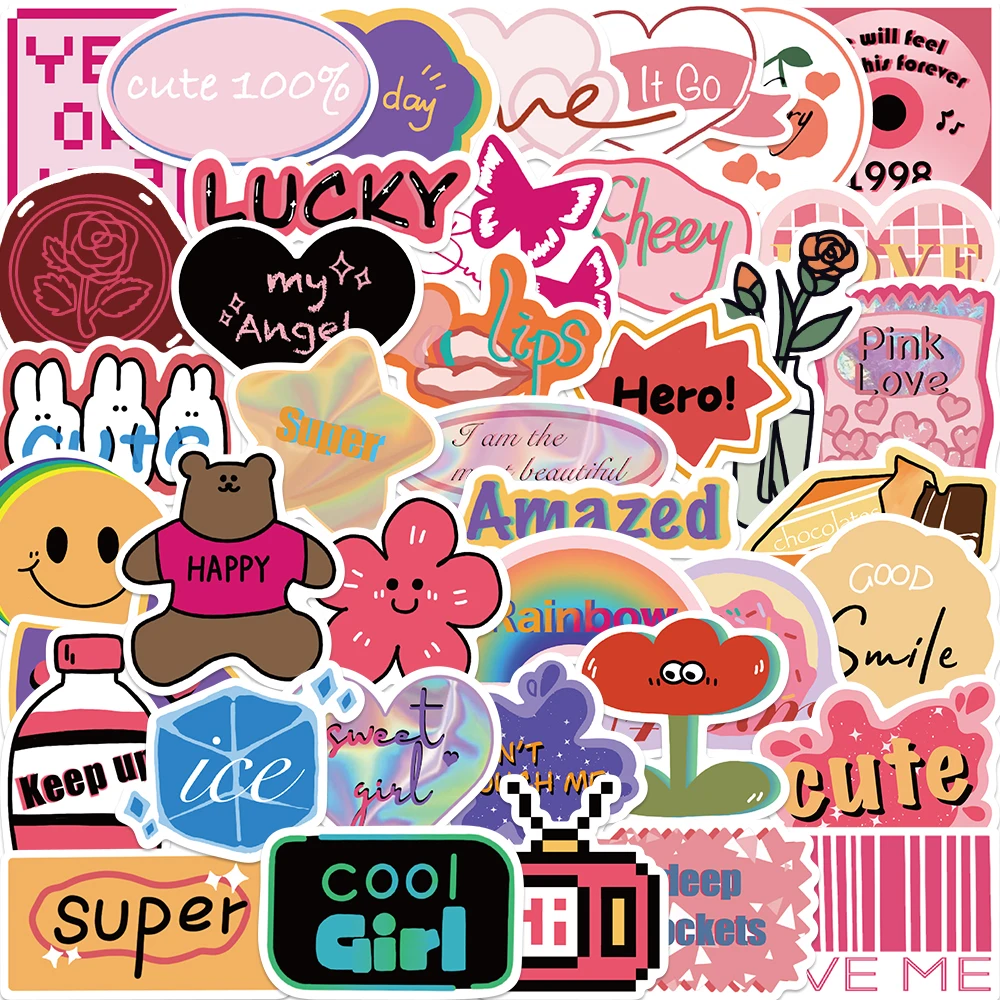 

10/40PCS Trendy Retro Cute Cartoon Graffiti Stickers Decals Scrapbook Helment Suitcase Laptop Phone Kids Girls Funny Toy Decal