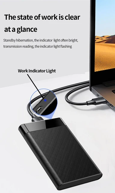 TISHRIC External Hard Drive Enclosure HDD Case Portable