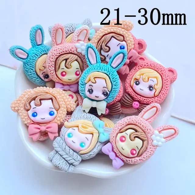 10Db Új Aranyos Mini Nyúl És Bárány Gyanta Figurák Kézműves Lapos Cabochon Dísz Ékszerek Készítik A Hajhosszúságot - Image 2