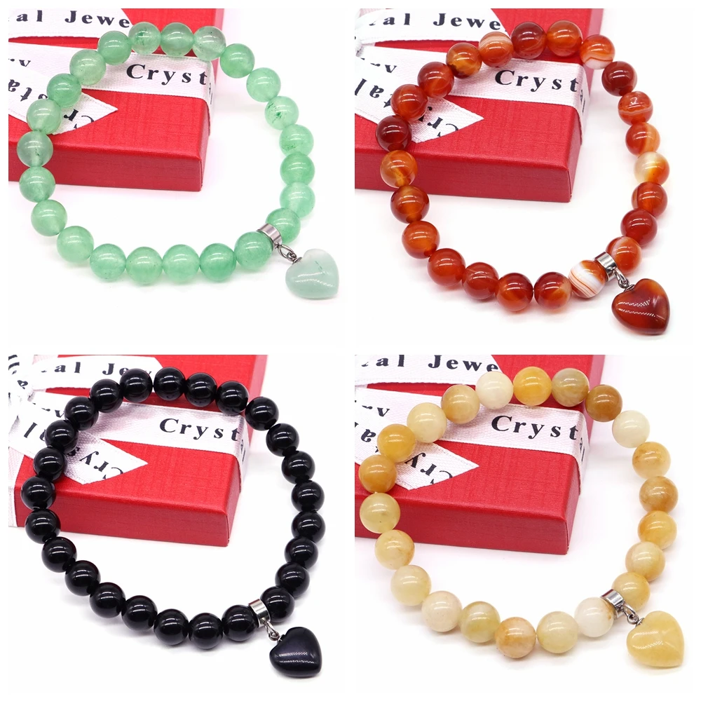 Natural Stone Couple Bracelets For Women Men Matching Bangles Healing Crystal Beads Bracelets Jewelry Halloween Christmas Gift