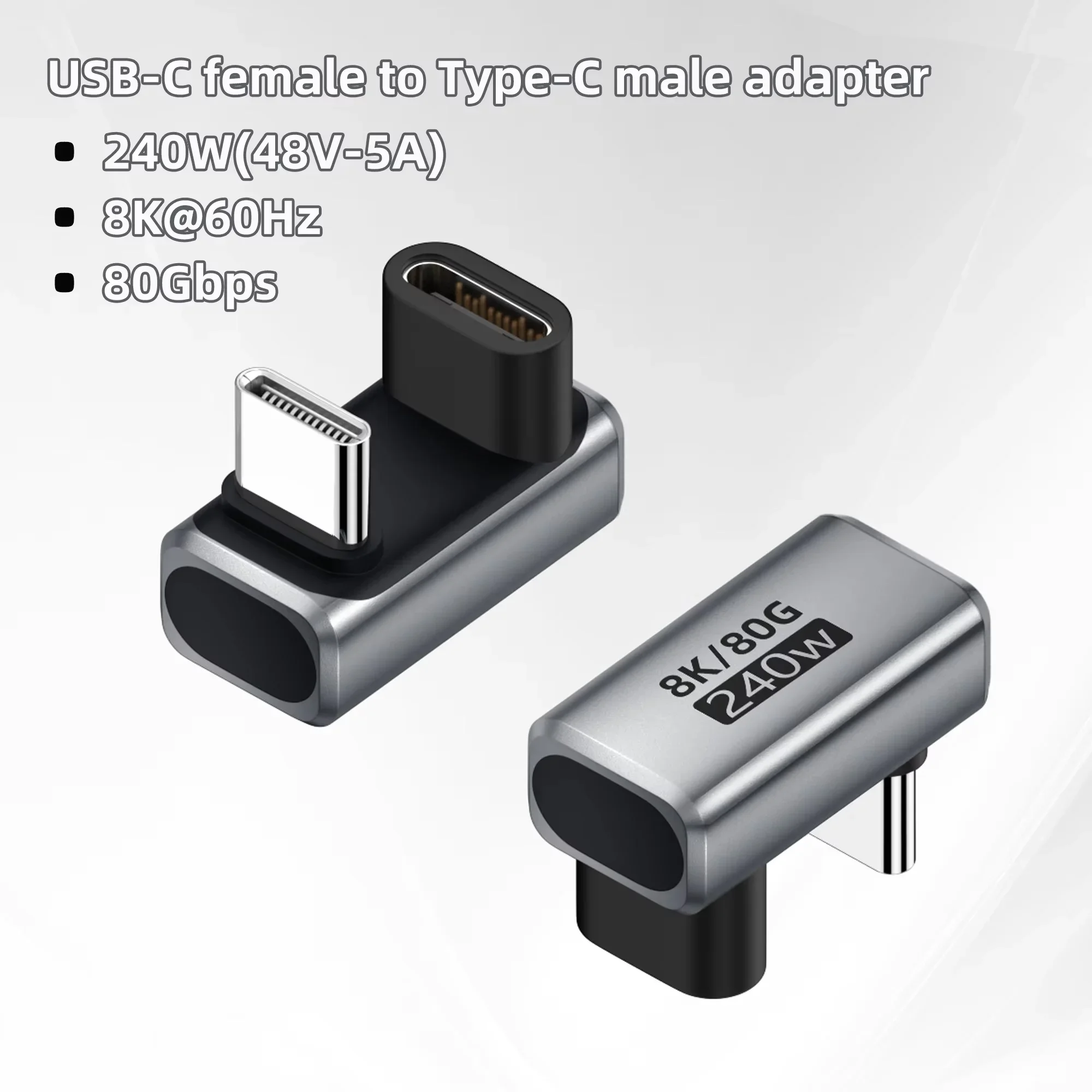 High-Speed USB-C 8K Charger Connector with 240W Power Delivery and 80Gbps Data Transfer Rate